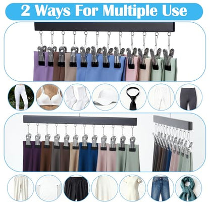 Legging Organizer for Closet Hanging 4 Pcs Pant Legging Hanger with 12 Clip | For Closet,Hold 48 Pants, Jeans, Hats, Shorts, Socks, 360° Rotating Space Saving Hanging Clothes Organizer for Closet Storage