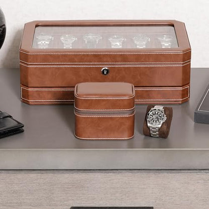 ROTHWELL 2 Watch Travel Case Storage Organizer for 2 Watches | Tough Portable Protection w/Zipper Fits All Wristwatches & Smart Watches Up to 50mm