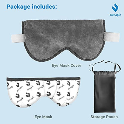 ZOMPALE Heated Eye Mask for Dry Eyes – Microwavable Moist Heat Eye Compress – Warm Compress for Eyes, Eye Strain & Stye Relief – Adjustable Strap, Washable Plush Cover, Reusable Eye Mask for Sleep