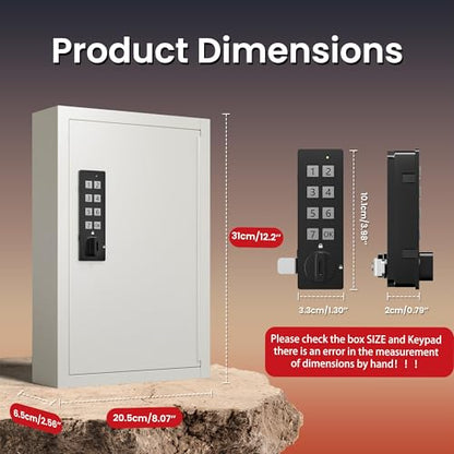 Electronic 40 Key Lock Box, Beige Lock Box for Keys with Code | Private, Public and Password Hiding Modes Key Box Wall Mount For Home Office Key Management