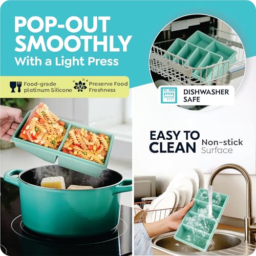 Silicone Soup Freezer Molds with Lids, 2 Cup & 1 Cup Combo, Soup Container Style Ice Cube Trays, Reinforced Steel Rims, For Freezing Broth, Meal Prep and other dishes, Dishwasher & Oven Safe - 2 Pack