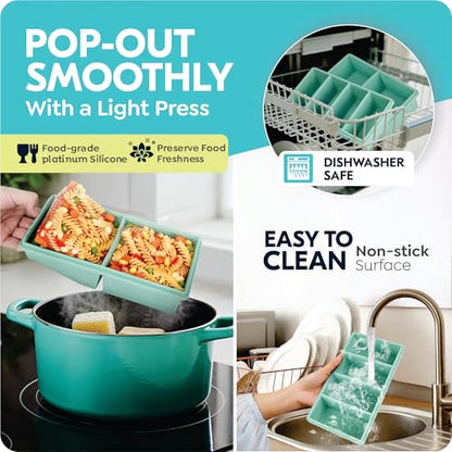 Silicone Soup Freezer Molds with Lids, 2 Cup & 1 Cup Combo, Soup Container Style Ice Cube Trays, Reinforced Steel Rims, For Freezing Broth, Meal Prep and other dishes, Dishwasher & Oven Safe - 2 Pack