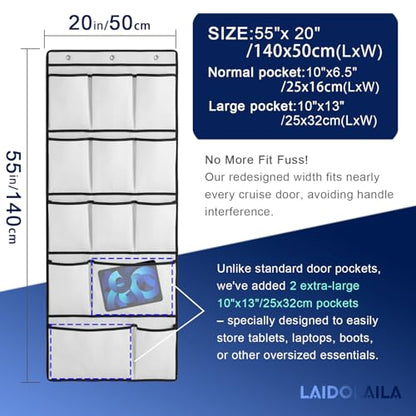 Magnetic Cruise Door Organizer – 13-Pocket Hanging Storage with 2 Large Shoe Pockets, No Hook Needed, Includes 3 Bonus Hooks, 2025 2026 Cruise Ship Essentials for Cabin, Bathroom, or Closet Use