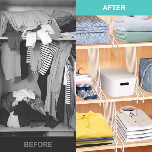 Shelf Dividers for Closet Organization, 8 Pack Metal Closet Shelf Dividers, Closet Shelf Organizer for Wood Closet Separator