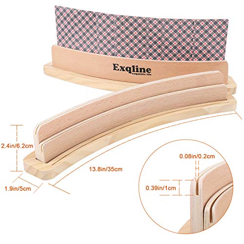 Exqline Curved Wooden Playing Card Holder Tray Rack Organizer Set of 2 Solid Card Holder for Kids Seniors - 13.8 x 1.9 x 2.4 Inch for Bridge Canasta Strategy Card Playing