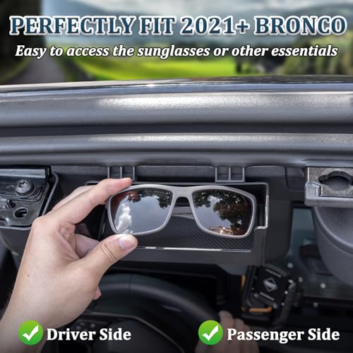 TOPINSTALL Upgraded Sunglasses Holder for 2021-2026 Ford Bronco Accessories | 1 Pack Sun Visor Hanging Box Card Storage Organizer Compatible with Bronco 2/4 Doors (Not for Sport Model)
