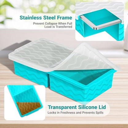 Aopigavi Silicone Freezer Tray with Lid – 2-Cup Soup Freezer Container Molds, Large Ice Cube Trays for Freezing Soup, Sauce & Broth, Meal Prep & Food Storage – Oven & Dishwasher Safe, 2-Pack