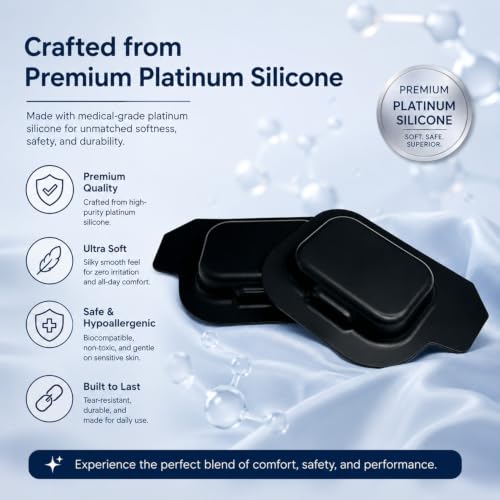 3D Silicone Single Eye Patch - Reusable Contoured Monocular Eye Mask with Adjustable Elastic Strap & Travel Case, Light Blocking Shield for Sleeping, Travel, Cosplay, Wind & Dust Protection (Left)