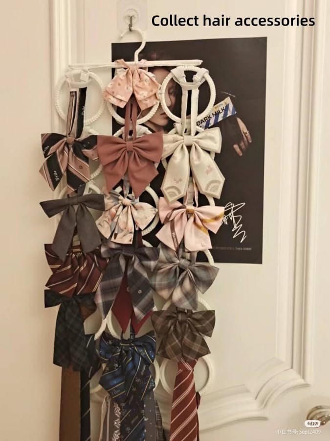 18 Circles Scarf Hanger for Multiple Scarves,Hijab Hangers for Closet for Scarves, Belt Organizer for Closet,Towels,Hijab and Tie, Foldable Hanger (1, White)