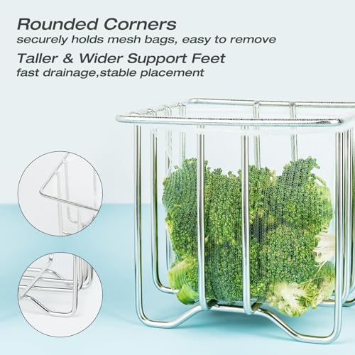Kitchen Sink Strainer with Sink Basket Holder and 200 Strainer Net Bags | Food Catcher with drain filter Mesh bag,Meshmate Waste Rack Trash Catcher for Leftovers.