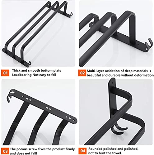 3 Tier Towel Bar Wall Mounted Bath Towel Rack Towel Storage Shelf for Bathroom 24 inch / 60 cm Towel Holder Towel Rail Towel Hanger