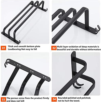 3 Tier Towel Bar Wall Mounted Bath Towel Rack Towel Storage Shelf for Bathroom 24 inch / 60 cm Towel Holder Towel Rail Towel Hanger