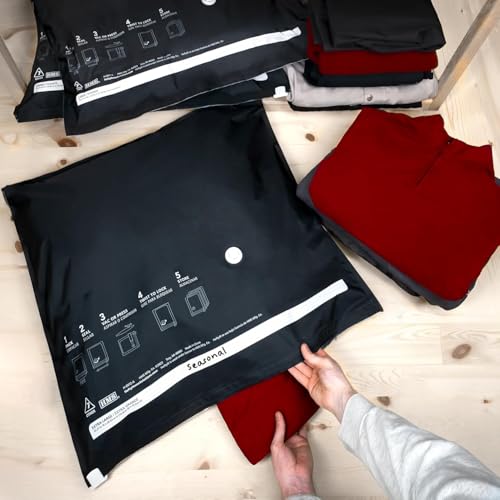 MAX Shrink-Pak Vacuum Seal Storage Bags for Clothing, Travel, Bedding | Tear-Proof, Dual-Valve Space Saver Compression Bags - 1 Large, 1 XL, 1 Jumbo