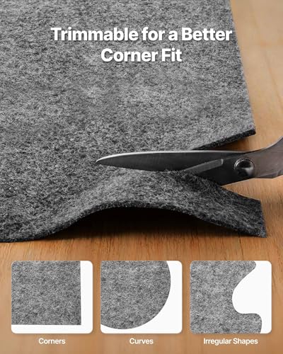 VEVOR Rug Pad 10 x 14 ft, Non-Slip Carpet Area Pad 0.12in Rug Mat Padding with Dual Surface Felt Cushion & Rubber Gripper, Hardwood Floor Protection for All Floors, Finishes, Keeps Carpets in Place