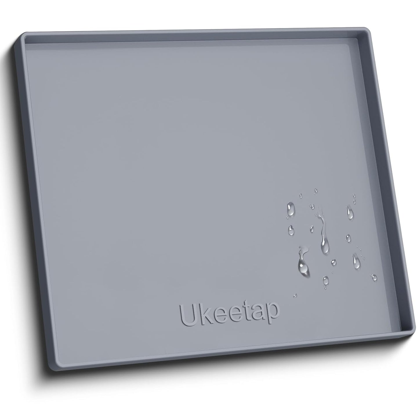 ukeetap 19" x 25" Extra Thick Silicone Mat Waterproof with Raised Edge, Under Sink Mat for Kitchen & Bathroom, Kitchen Cabinet Liner, Multi-Purpose for Storage & Protection, Gray