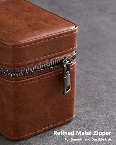 ProCase Single Watch Travel Case for Men, Portable Watch Holder -Brown | PU Leather, Compact Small Travel Carrying Box, Storage Case for Luxury Watches & Smartwatches with Jewelry Compartment