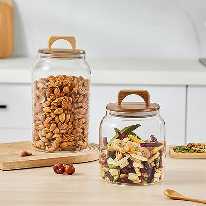 Sweejar Glass Jars for Laundry Room Organization, Half-Gallon Laundry Pods Container, Glass Food Storage Jars with Airtight Lid, 2 Pack, Hand Lid