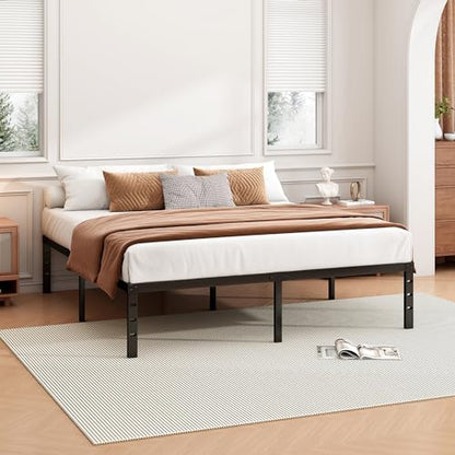 Hafenpo 14 Inch Queen Bed Frame - Sturdy Metal Platform Queen Size, No Box Spring Needed, Heavy Duty, Easy Assembly, Strong Bearing Capacity, Under Bed Storage, Black