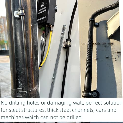 3/4 Inch Stainless Steel Cable Clamps, 8 Pack Heavy Duty Magnetic Pipe Clips, Rubber Cushioned Insulated Clamps, Magnetic R Shape Clamp Holder for Pipe, Wire, Cord, Tube, Loop Installation