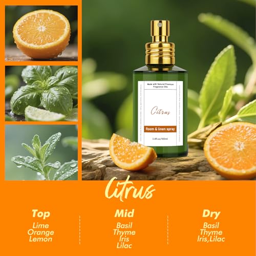Room Spray Odor Eliminator 3 Pack, Natural Essential Oil Air Freshener Spray for Home Bathroom and Kitchen, Lavender, Citrus, Eucalyptus