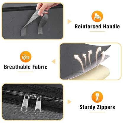 6 Pack Clothes Storage Bags 80L Blanket Storage Containers with Window Grey | Large Comforter Organizer for Closet, Bedding, Quilts, Sheets and Pillows, Foldable Storage Bags for Home Organization