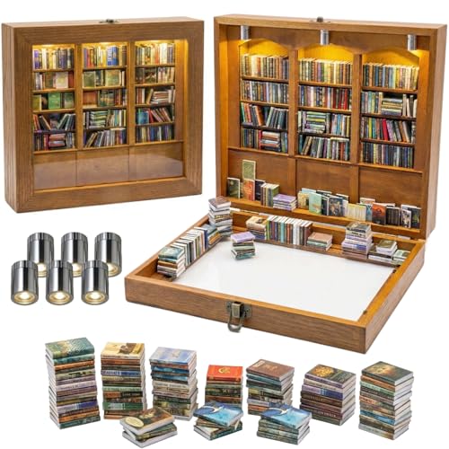 Anxiety Bookshelf with 6 Decorative Mini Lights an... (Brown | Wood)