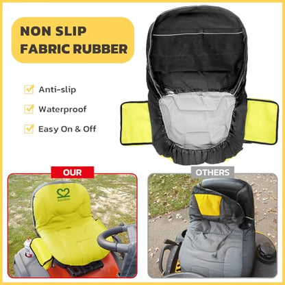 Riding Lawn Mower Seat Cover 600D Non Slip Tractor Seat Cover with Padded | Seat Covers Universal Fits for John Deere, Craftsman, Cub Cadet, Kubota, Troy Bilt and More, Padded Cushion, Non Slip Rubber