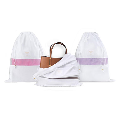 Luxury Organic Cotton Dust Bags for Handbags Large 3 Pack | 23" Purse Storage, Protects From Dust & Light, Drawstring Closure, Shoe Dust Bags, Bag Cover, Certified Carbon Neutral