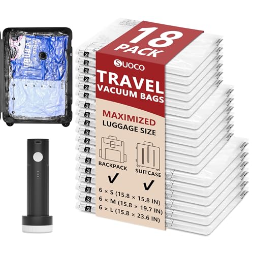 Travel Vacuum Bags for Clothing with Rechargeable... (Clear)