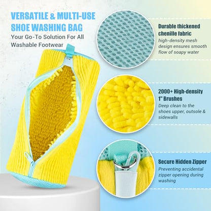 Shoe Washing Machine Bag, 2 PC Reusable XXL Shoes Laundry Bag for sneakers | Wash bags for washer and dryer, with concealed heavy-duty zipper to protects shoes & machine, Cleaning bag for tennis shoe