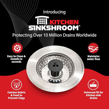 SinkShroom Revolutionary Clog-Free Sink Strainer Basket, 2-Pack, Stainless Steel