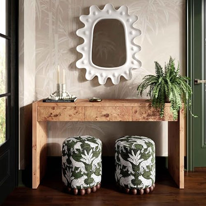 Tov Furniture Dex Olive Green Leopard Jacquard Ottoman