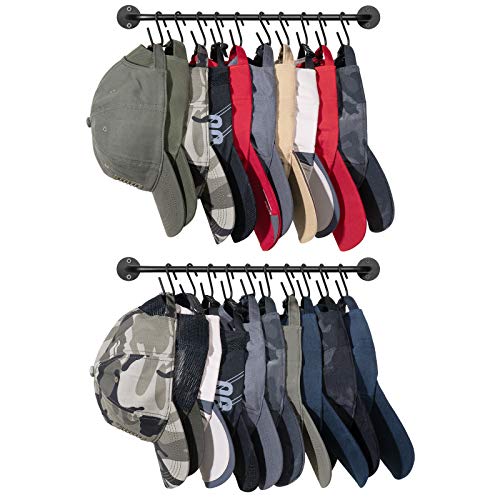 Hat Organizer Hat Rack for Wall Storage Holder wit... (Black | Metal)