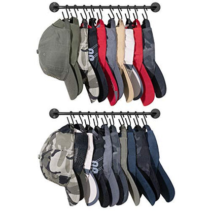 Mkono Hat Organizer Hat Rack for Wall Storage Holder with 20 Hooks Set of 2 | Hanging for 20 Caps, Adjustable Hooks, Space-Saving, Holds Baseball Scarves Belts Bags, Closet Door Bedroom Entryroom Laundry