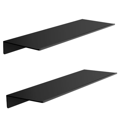 Adhesive Shelves for Wall, Metal Floating Shelf 2 Pack, 15.7x4.9IN | Rustproof Aluminium Shower Caddy, No Drilling, Matte Black Finish, For Living Room, Bedroom, Bathroom, Display Ledge