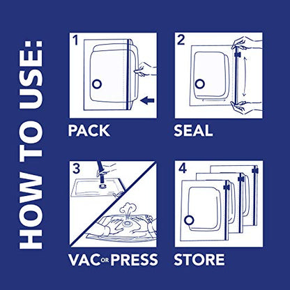 Hefty Shrink-Pak Vacuum Storage Bags – For Clothes, Pillows, Towels, Blankets & More – Space Saver Vacuum Suction Sealer Bags for Home or Travel – 4 Jumbo Cubes, 43.5 x 34 x 18 Inches