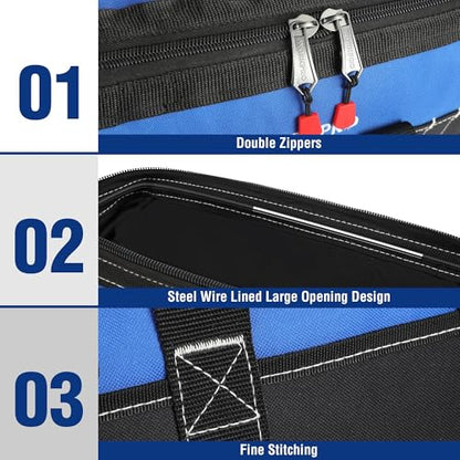 WORKPRO 16-inch Wide Mouth Tool Bag with Water-Proof Molded Base | Multi-Pocket, Heavy Duty Cloth, Adjustable Shoulder Strap, Double-pull Zipper, Suitable for Workshops, Outdoor Projects