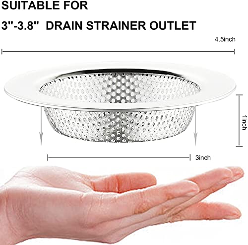 LASSHSWA Kitchen Sink Strainer Stainless Steel, Kitchen Sink Drain Strainer，Sink Strainers for Kitchen Sinks with Large Wide Rim 4.5" Diameter (4 Pack)