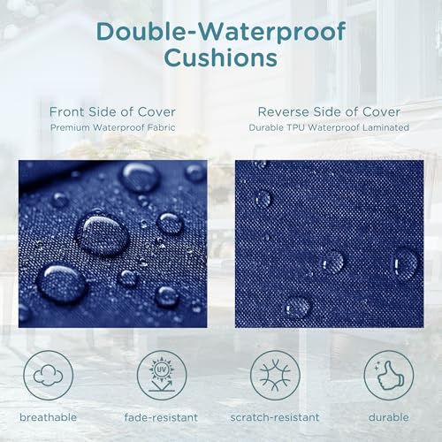 Codi Outdoor Bench Cushion for Patio Furniture, 48x18x3'', Navy | Waterproof & Removable Cover, Premium Shredded Foam Filling, Portable Handle, Bulit-In Zipper, Perfect for Porch Swing