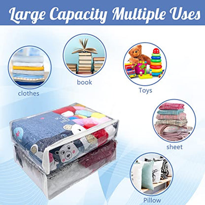20Pcs Large Clear Vinyl Zippered Storage Bags With Handle - 16*12*4Inch Blankets Organizer for Sweater, Bed Sheet, Pillow - Plastic Bags With Zipper for Closet, Linen