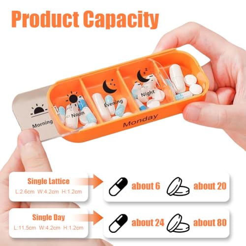 7-Day Medication Organizer - for Effortless Health Management: Stackable Weekly Pill Organizer with 7(Days)×4(Morning/Noon/Evening/Night) Compartments | Travel-Friendly Home Supply (Balck)