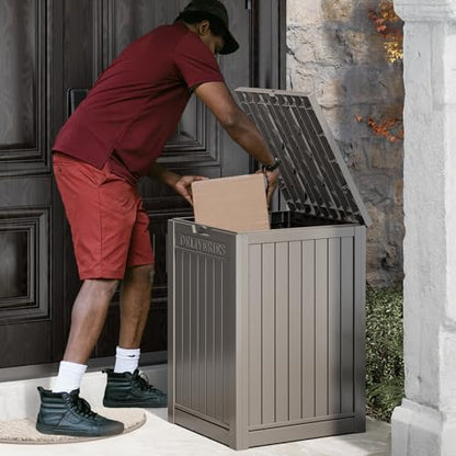 Package Delivery Box for Outside, 48 Gallon Storage with Lockable Secure, Large Double Wall Resin Outdoor Package Delivery Waterproof Deck