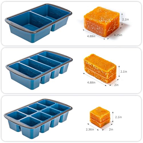 GORCI Silicone Soup Freezer Trays with Lids - 3 Pack, ½ cup, 1 cup, and 2 cup - Perfect Portion Control for Broth, Sauce & Meal Prep ，100% Platinum Silicone BPA-Free, Flexible, Dishwasher Safe