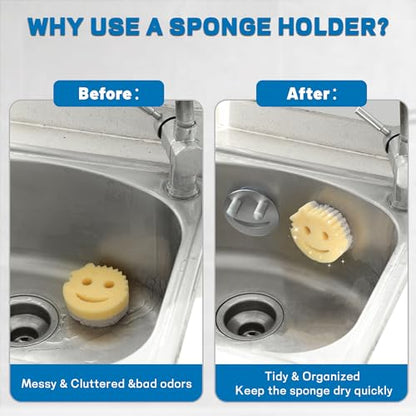 Discount Parts Direct Stainless Steel Sponge Holder For Scrub Daddy Mommy Sponge, Bathroom Kitchen Sink Caddy Organizer Storage with Suction Cup, Dishwasher Safe, Keep Sponge Dry, Silver, 2-Pack