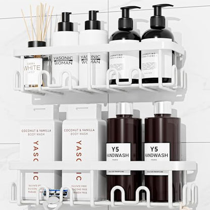 Shower Caddy Adhesive, Rustproof Shower Organizer, Wall Shower Rack | Large Capacity Shower Shelves for Inside Shower, No Drill Shower Storage, Shampoo Shower Holder, Bathroom Shower Shelf