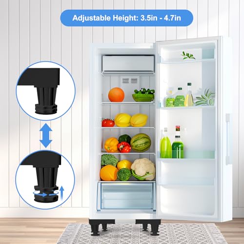 Mini Fridge Stand Adjustable Universal Base with 4 Strong Feet Washer Dryer Pedestal for Small Refrigerator, Portable Compact Washer or Dryer, Black