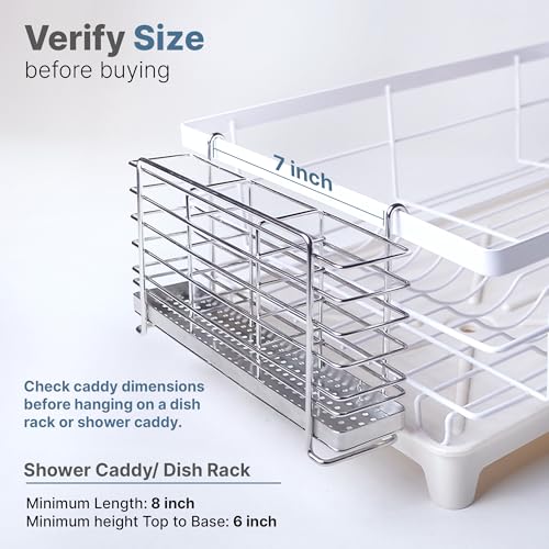 KESOL 304 Stainless Steel Utensil Holder Drying Rack with Hooks, 2x8.7x5 | Utensil Drying Rack, Sink Caddy, Silverware Drying Rack Spoon Organizer, 3 Divided Compartments, Rust Proof, No Drilling