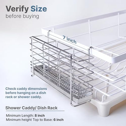 KESOL 304 Stainless Steel Utensil Holder Drying Rack with Hooks, 2x8.7x5 | Utensil Drying Rack, Sink Caddy, Silverware Drying Rack Spoon Organizer, 3 Divided Compartments, Rust Proof, No Drilling