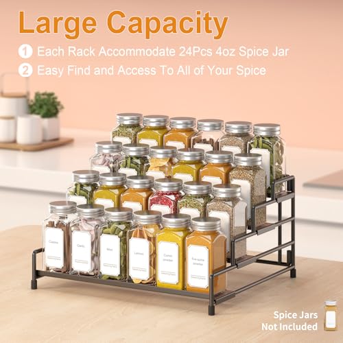 4-Tier-Spice-Rack-Organizer-for-Cabinet, Adjustabl... (Black-1 Pack | Iron)