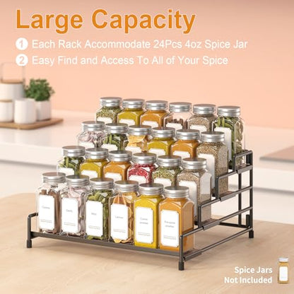 4-Tier-Spice-Rack-Organizer-for-Cabinet, Adjustabl... (Black-1 Pack | Iron)